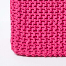 Homescapes Hot Pink Cube Cotton Knitted Pouffe Footstool - thumbnail 4