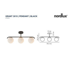 Nordlux Grant Glass Ceiling Light Hand Blown Glass Black,mains - thumbnail 4