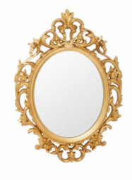 Deenz Ornate Baroque Wall Hanging Mirror Oval Shaped Vintage Plastic Frame Elegant Luxury Living Room Furniture Gold  69X48X3.5 Cm - thumbnail 4