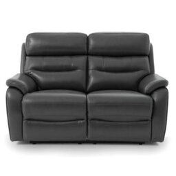 Fletcher Dark Grey Leather 2 Seater Power Recliner Sofa With Power Headrests, Pocket Sprung Seats & Usb Charging Ports - thumbnail 3