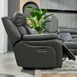 Fletcher Dark Grey Leather 2 Seater Power Recliner Sofa With Power Headrests, Pocket Sprung Seats & Usb Charging Ports - thumbnail 6