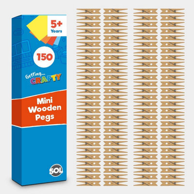 SOL 150Pk Mini Wooden Pegs For Photos & Craft - Mini Pegs For Photos - Small Pegs For Hanging Photos - Small Wooden Pegs - Photo Pegs - image 1