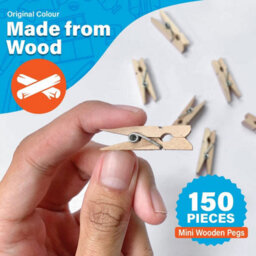 SOL 150Pk Mini Wooden Pegs For Photos & Craft - Mini Pegs For Photos - Small Pegs For Hanging Photos - Small Wooden Pegs - Photo Pegs - thumbnail 2