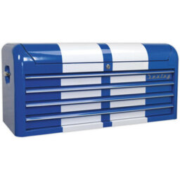 Retro Blue 4 Drawer Tool Chest With Lockable Storage - 1080 X 450 X 495mm - thumbnail 3