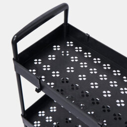 Ohs Trolley Cart 3 Tier Bathroom Storage Portable Kitchen Home Organiser, Black - thumbnail 6