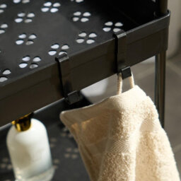 Ohs Trolley Cart 3 Tier Bathroom Storage Portable Kitchen Home Organiser, Black - thumbnail 3