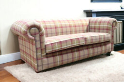 Chesterfield Handmade Tartan 1930's 3 Seater Sofa Balmoral Heather Fabric In Classic Style - thumbnail 3