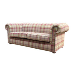Chesterfield Handmade Tartan 1930's 3 Seater Sofa Balmoral Heather Fabric In Classic Style - thumbnail 2