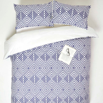 Homescapes Geometric Digitally Printed Cotton Duvet Cover Set, King - image 1