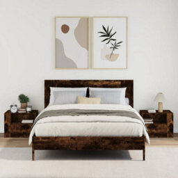 Berkfield Wall-Mounted Bedside Cabinets 2 Pcs Smoked Oak 45X30X35 Cm - thumbnail 3