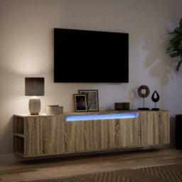 Berkfield Tv Wall Cabinet With Led Sonoma Oak 180X31X39.5 Cm - thumbnail 5