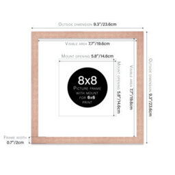 "8X8"" Bronze Picture Frame - 8X8"" Square Frame With 6X6"" Mount For 8X8""/6X6"" Pictures Art Deco Style Room Decor, 1 Pack" - thumbnail 2