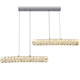 Pendant Crystal 2-Light Led Chandelier Silver 3 Color Lights - thumbnail 1