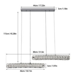 Pendant Crystal 2-Light Led Chandelier Silver 3 Color Lights - thumbnail 2