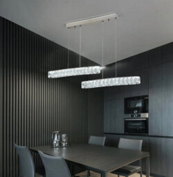 Pendant Crystal 2-Light Led Chandelier Silver 3 Color Lights - thumbnail 4