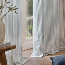 Yard Hebden Striped Cotton Pencil Pleat Curtains, Mineral Blue, (W) 168 X (D) 137Cm - thumbnail 3