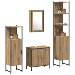 Berkfield 4 Piece Bathroom Furniture Set Artisan Oak Engineered Wood - thumbnail 3