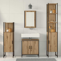 Berkfield 4 Piece Bathroom Furniture Set Artisan Oak Engineered Wood - thumbnail 4