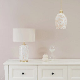 Gold Metal White Confetti Glass Table Lamp Base Living Room Bedroom Lighting - thumbnail 2