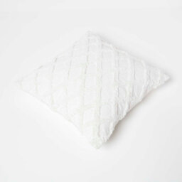 Homescapes Geometric Diamond White Tufted Cotton Cushion 45 X 45 Cm - thumbnail 5