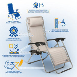 Sunmer Reclining Garden Chairs With Cup And Phone Holder - Set Of 2 - Grey - thumbnail 6