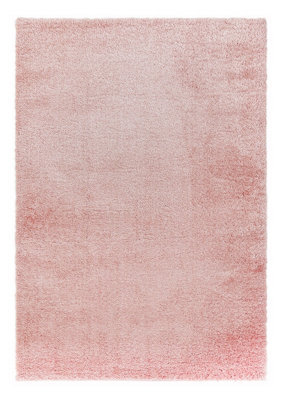 Pink Plain Luxurious Modern Shaggy Easy To Clean Rug For Bed Room Living Room And Dining Room-160Cm X 230Cm - image 1