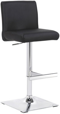 Lamboro Snella Breakfast Bar Stool, Chrome Footrest, Height Adjustable Swivel Gas Lift, Home Bar & Kitchen Faux-Leather Barstool, Black - image 1