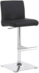 Lamboro Snella Breakfast Bar Stool, Chrome Footrest, Height Adjustable Swivel Gas Lift, Home Bar & Kitchen Faux-Leather Barstool, Black - thumbnail 1