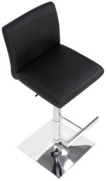 Lamboro Snella Breakfast Bar Stool, Chrome Footrest, Height Adjustable Swivel Gas Lift, Home Bar & Kitchen Faux-Leather Barstool, Black - thumbnail 6