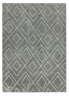 Silver Handmade Luxurious Modern Wool Rug For Bedroom & Living Room-200Cm X 290Cm - image 1