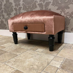 Minster Footstool With Drawer - Velvet - L25 X W45 X H28 Cm - Pink