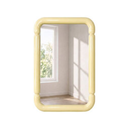Sweeek - Rectangular Mirror With Wood Decor Pastel Yellow 106X36X7 Cm - Volt - thumbnail 1