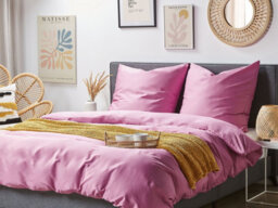 Beliani Duvet Cover Set Harmonridge Sateen Cotton 200 X 220 Cm Pink - thumbnail 2