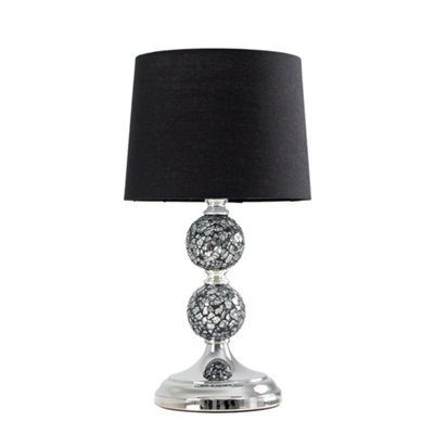 Valuelights Harmony Modern Decorative Chrome And Mosaic Crackle Glass Table Lamp With Black Shade - image 1