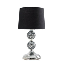 Valuelights Harmony Modern Decorative Chrome And Mosaic Crackle Glass Table Lamp With Black Shade