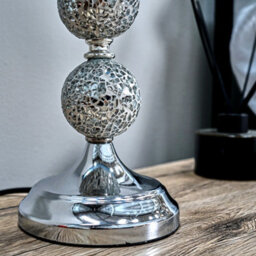 Valuelights Harmony Modern Decorative Chrome And Mosaic Crackle Glass Table Lamp With Black Shade - thumbnail 6
