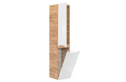 Impact Furniture Bathroom Laundry Cabinet Pull Out Tilt Out Basket Tall Wall Hung Unit Linen Storage Hamper White Gloss And Oak Arub - thumbnail 3