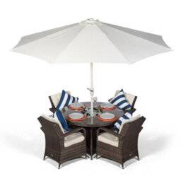 That's Furniture Arizona Round 4 Seater Patio Dining Set With Ice Bucket Drinks Cooler - Brown - thumbnail 1