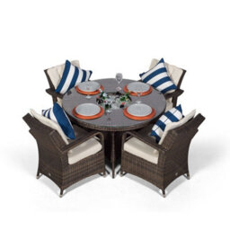 That's Furniture Arizona Round 4 Seater Patio Dining Set With Ice Bucket Drinks Cooler - Brown - thumbnail 3
