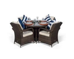 That's Furniture Arizona Round 4 Seater Patio Dining Set With Ice Bucket Drinks Cooler - Brown - thumbnail 4