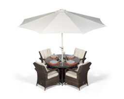 That's Furniture Arizona Round 4 Seater Patio Dining Set With Ice Bucket Drinks Cooler - Brown - thumbnail 5