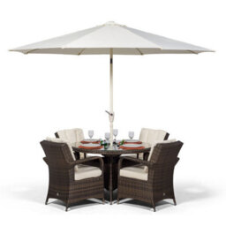 That's Furniture Arizona Round 4 Seater Patio Dining Set With Ice Bucket Drinks Cooler - Brown - thumbnail 6