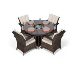 That's Furniture Arizona Round 4 Seater Patio Dining Set With Ice Bucket Drinks Cooler - Brown - thumbnail 7