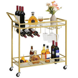 Serving Trolley With Wine Rack Kitchen Trolley Home Bar Serving Cart - thumbnail 6