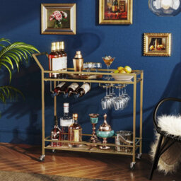 Serving Trolley With Wine Rack Kitchen Trolley Home Bar Serving Cart - thumbnail 5