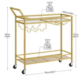 Serving Trolley With Wine Rack Kitchen Trolley Home Bar Serving Cart - thumbnail 2