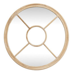 Hill Interiors Washed Wood Round Window Mirror - Glass - L2 X W100 X H100 Cm - Brown