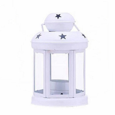White Iron Candle Holder Handheld Glass Candle Holder Candlestick Stand Lantern Decor - image 1