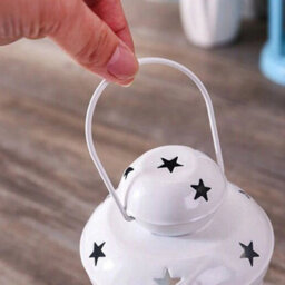 White Iron Candle Holder Handheld Glass Candle Holder Candlestick Stand Lantern Decor - thumbnail 6
