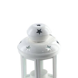 White Iron Candle Holder Handheld Glass Candle Holder Candlestick Stand Lantern Decor - thumbnail 2